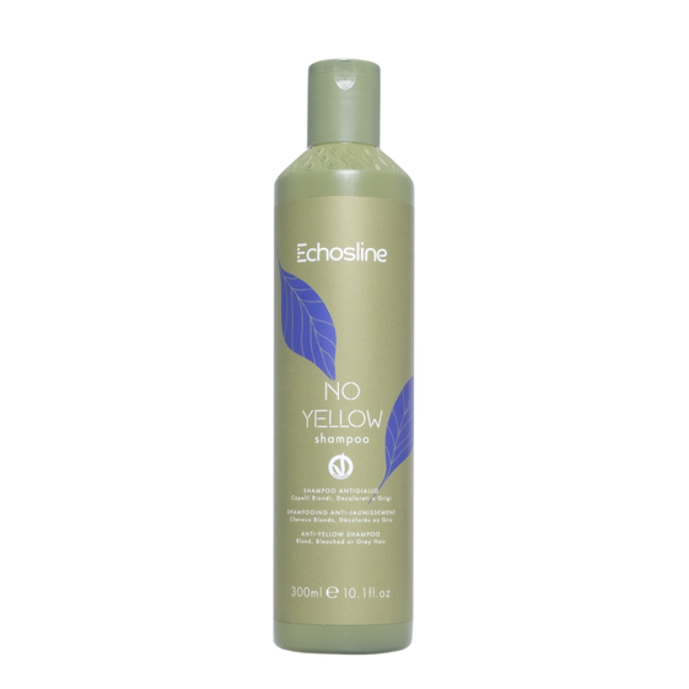 ECHOSLINE NO YELLOW Shampoo – šampūnas geltonų atspalvių neutralizavimui šviesiems, balintiems ir žiliems plaukams, 300 ml (24506)