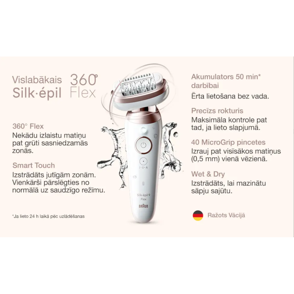 BRAUN Silk 9 epiliatorius SES9-030 su antgaliais