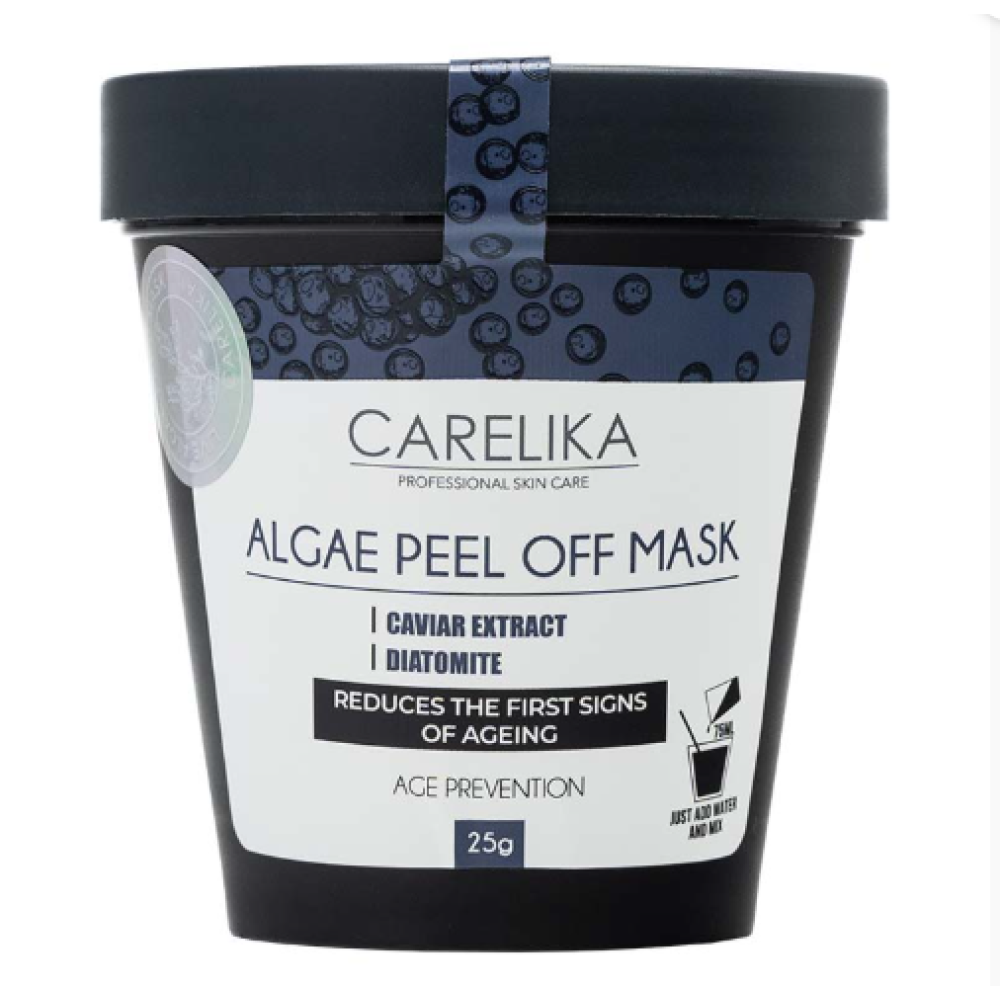 CARELIKA Algea Peel Off Mask Caviar Extract – nuplėšiama kaukė spindinčiai ir švytinčiai odai su juodais ikrais, 25 g (CPRM025)