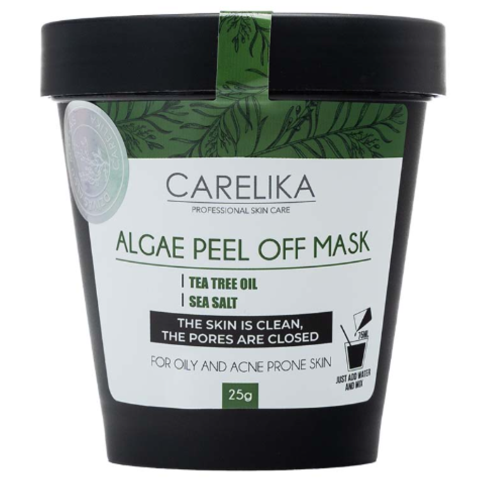 CARELIKA Algea Peel Off kaukė su arbatmedžio aliejumi – plėvelinė kaukė riebiai ir mišriai odai, 25 g (CPPTTM025)
