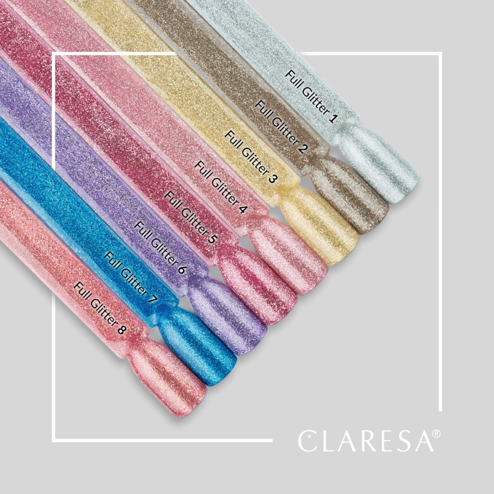 CLARESA Full Glitter 1 - Gelinis nagų lakas, 5 ml