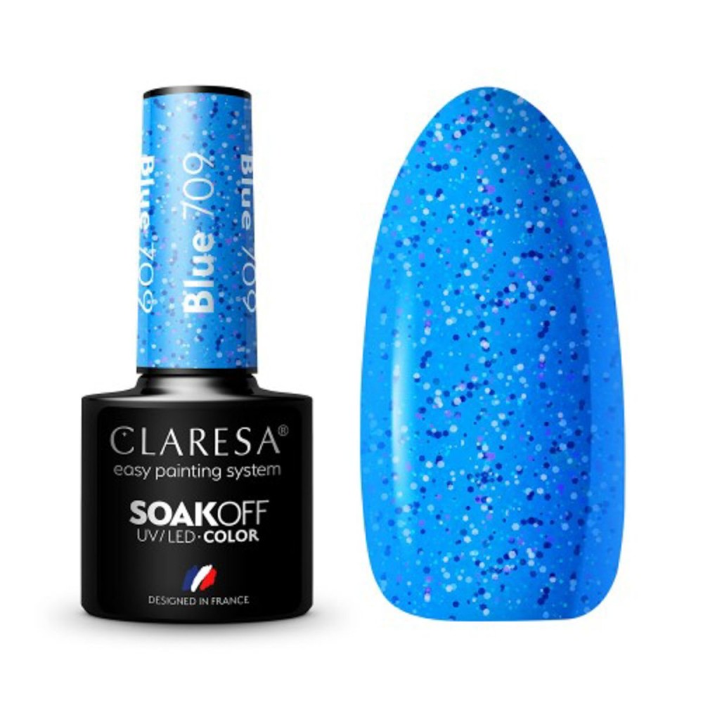 CLARESA BLUE 709 - Gelinis nagų lakas, 5 ml (143180)