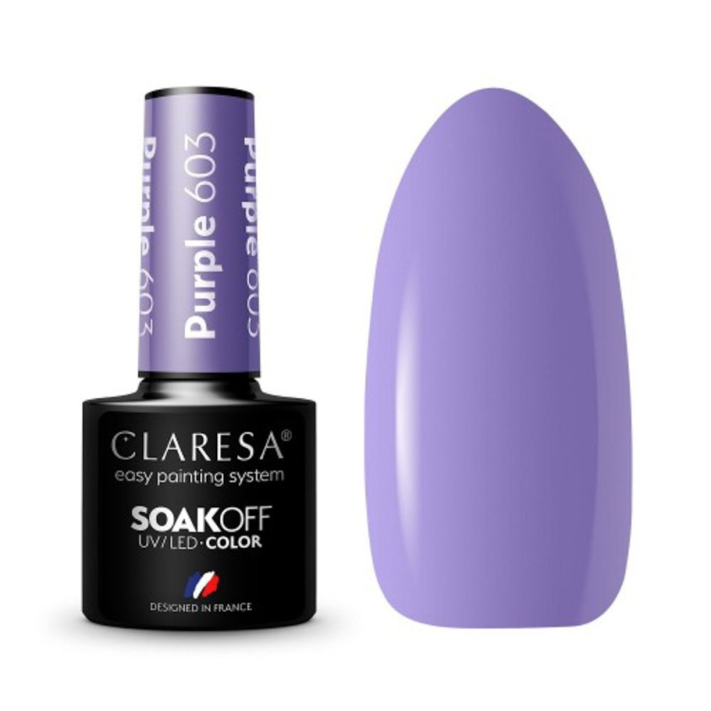 CLARESA Purple 603 – gelinis nagų lakas, 5 ml (143371)