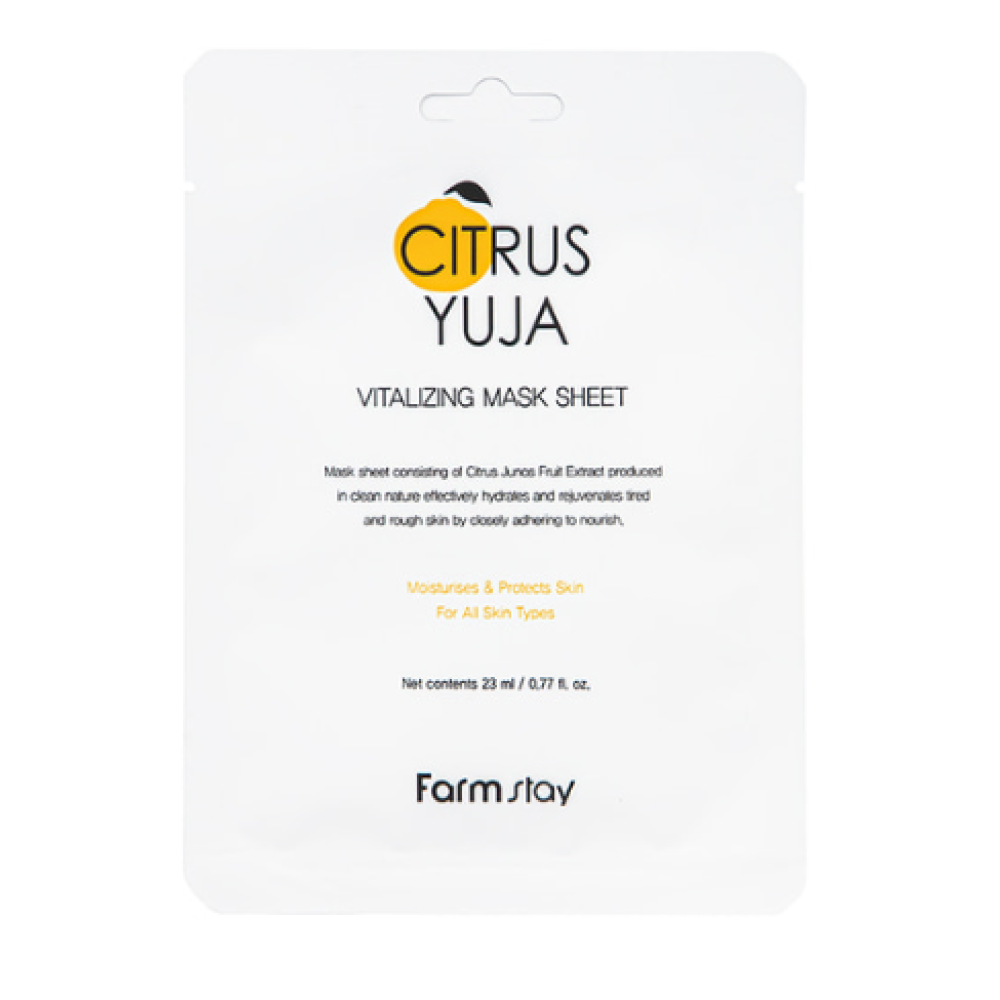 FarmStay Citrus Yuja Vitalizing Mask - gaivinanti lakštinė kaukė su yuzu ekstraktu (802660-1)