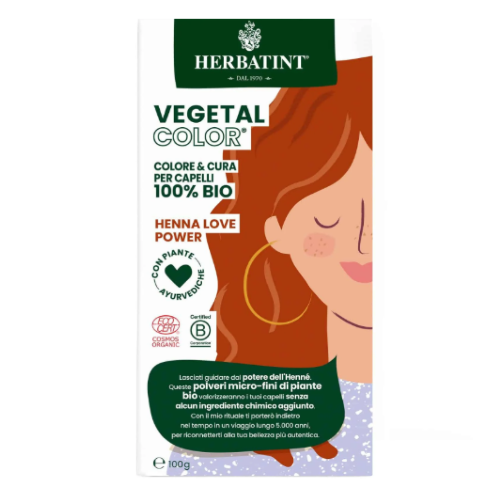 HERBATINT Vegetal Color – organinė plaukų spalva (Henna Love Power / Ruda) (Herb-henna-love)