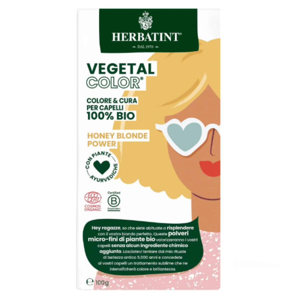 HERBATINT Vegetal Color – Organinė plaukų spalva (Honey Blond Power / Medaus blondas) (Herb-honey-blond)