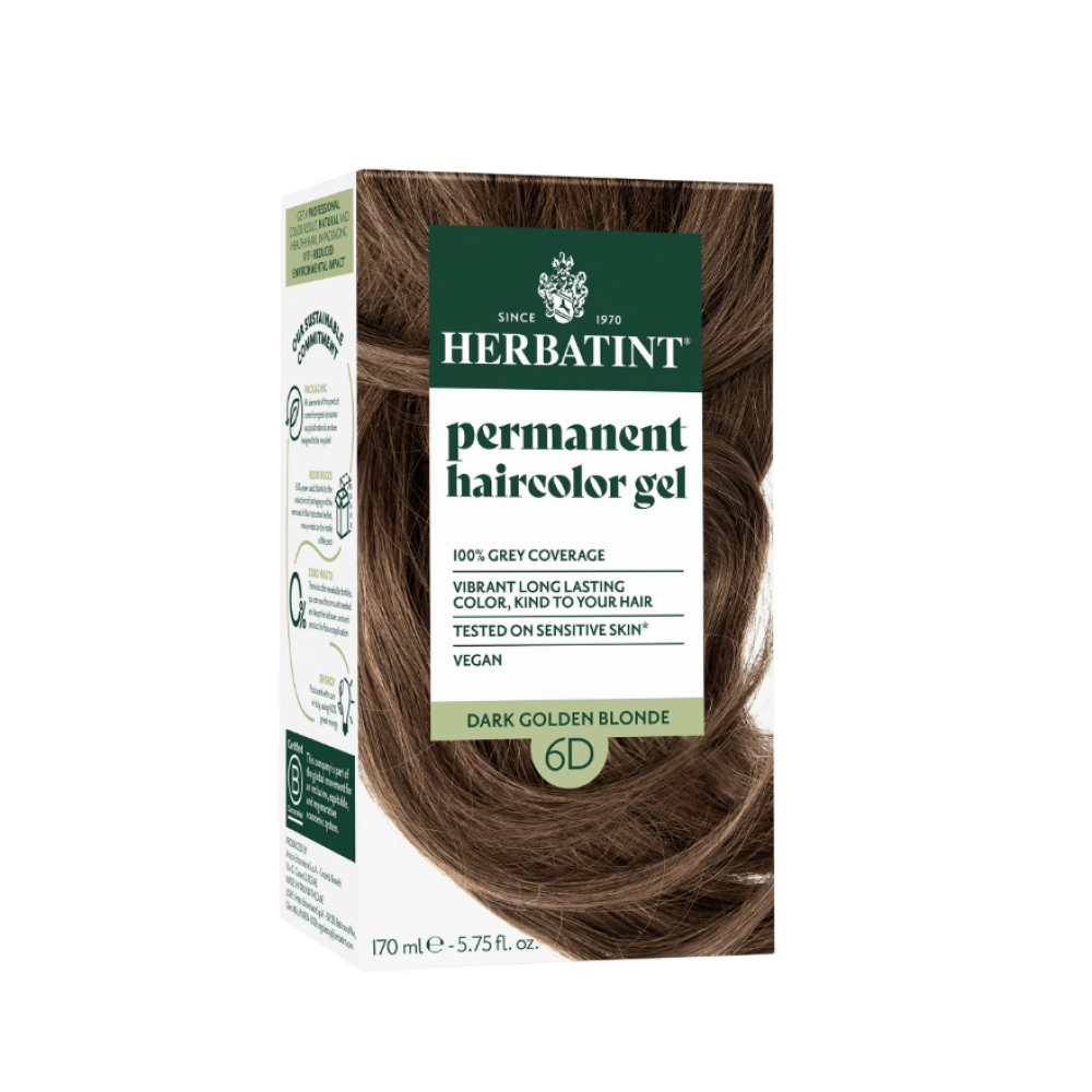 HERBATINT ilgalaikė natūrali augalinė gelinė plaukų spalva – 6D (tamsiai šviesiaplaukė auksinė) (Herbatint6D)