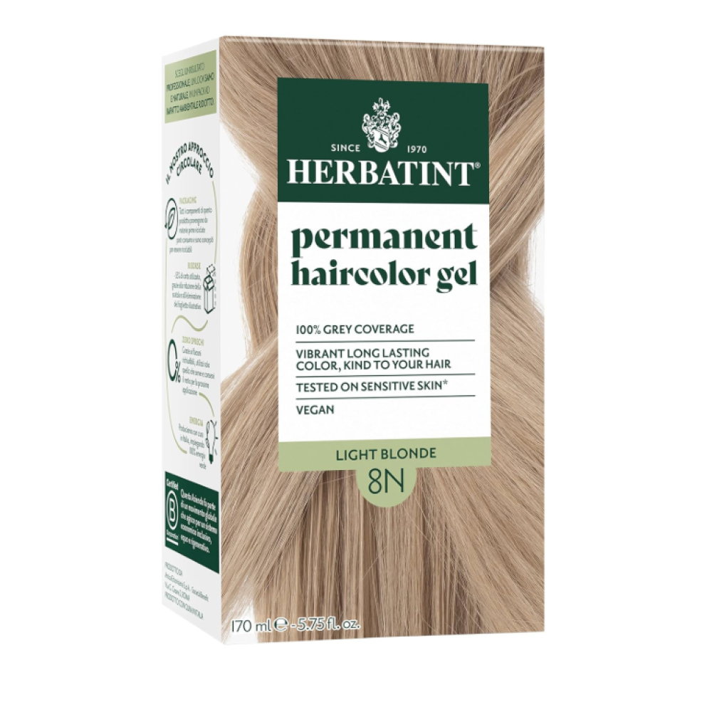 HERBATINT ilgalaikė natūrali augalinė gelinė plaukų dažai – 8N (Šviesi blondinė) (Herbatint8N)