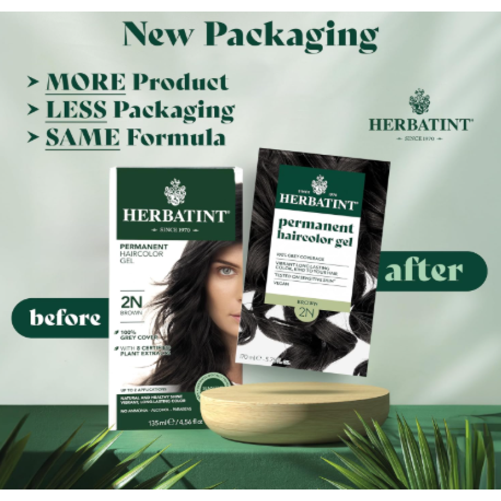 HERBATINT ilgalaikė, natūrali augalinė gelinė plaukų spalva - 2N (Ruda)