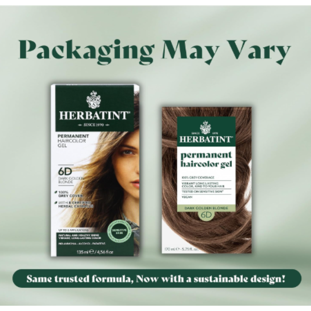 HERBATINT ilgalaikė natūrali augalinė gelinė plaukų spalva – 6D (tamsiai šviesiaplaukė auksinė) (Herbatint6D)