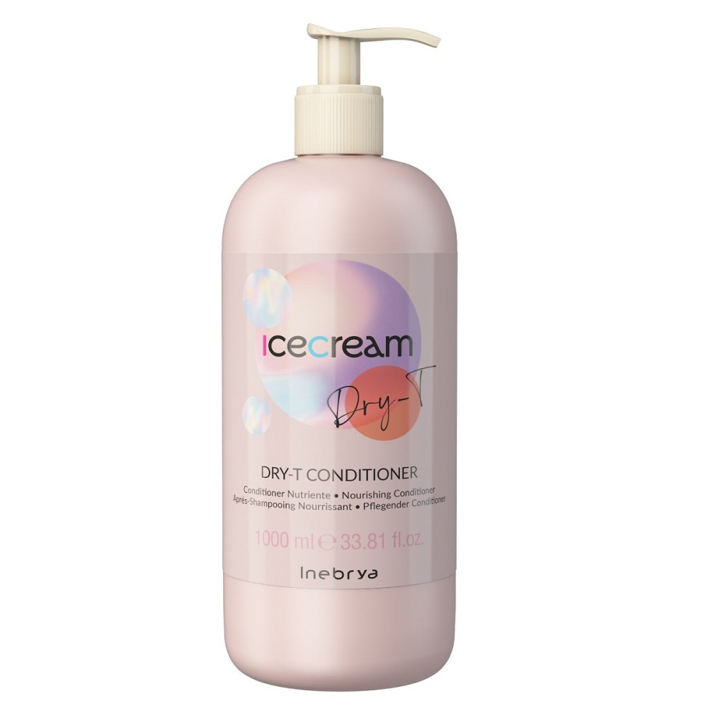 Inebrya Ice Cream Dry-T Conditioner – kondicionierius sausiems, pūkuotiems ir chemiškai apdorotiems plaukams, 1000 ml (132064)