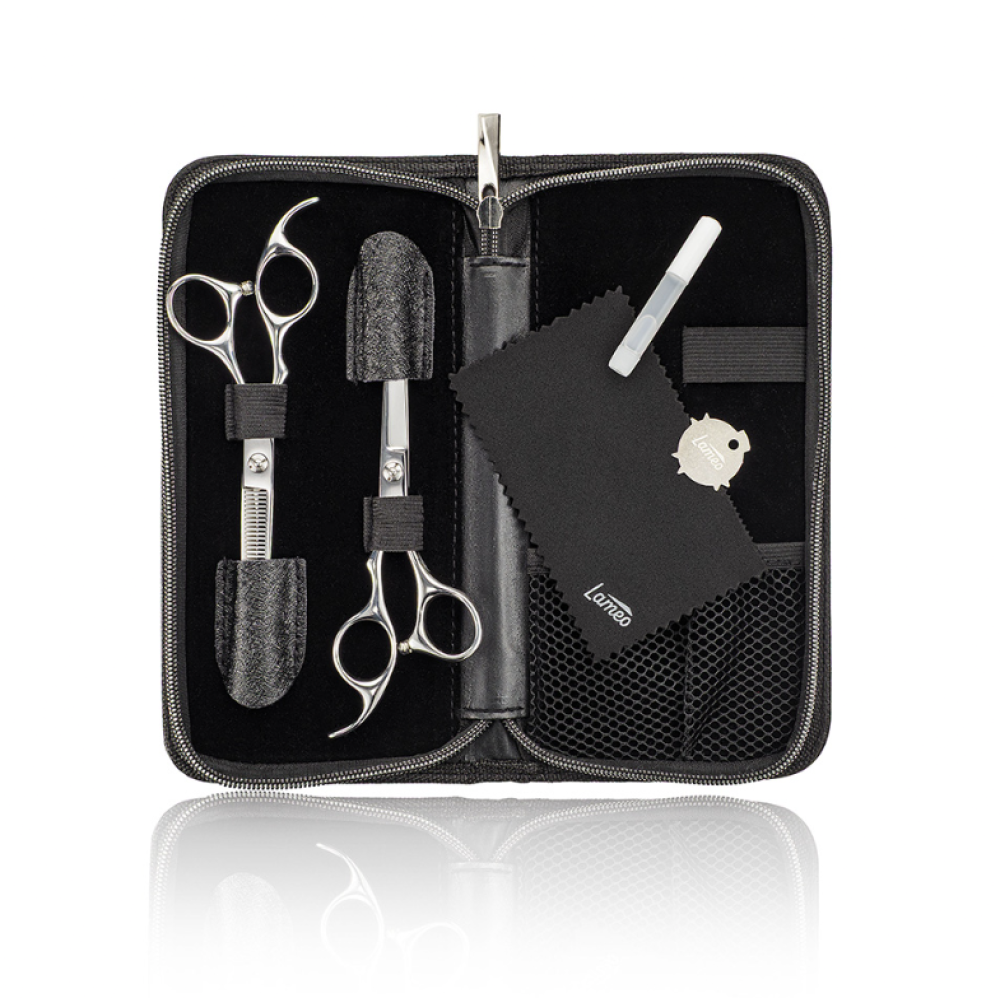 Lameo STAGE PRO SET OFFSET SILVER - Profesionalių kirpimo žirklių rinkinys su dėklu (370.935)