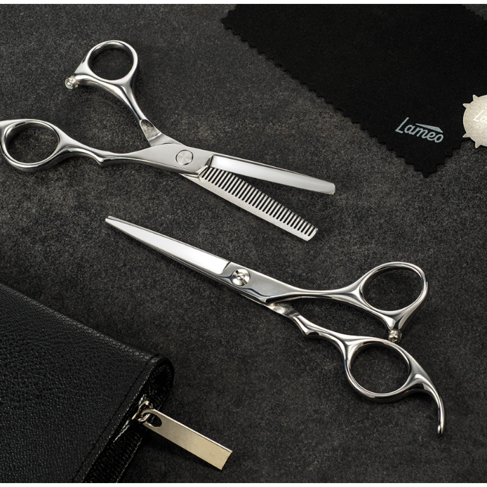 Lameo STAGE PRO SET OFFSET SILVER - Profesionalių kirpimo žirklių rinkinys su dėklu (370.935)