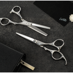 Lameo STAGE PRO SET OFFSET SILVER - Profesionalių kirpimo žirklių rinkinys su dėklu