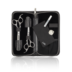 Lameo STAGE PRO SET OFFSET SILVER - Profesionalių kirpimo žirklių rinkinys su dėklu