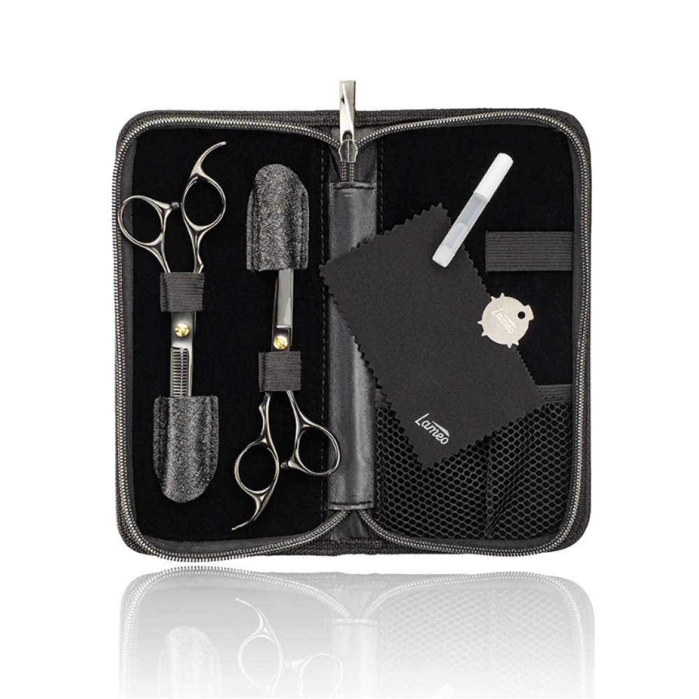 Lameo STAGE PRO SET OFFSET BLACK - Profesionalių kirpimo žirklių rinkinys su dėklu (370.938)