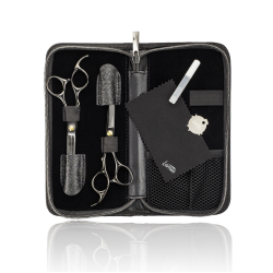 Lameo STAGE PRO SET OFFSET BLACK - Profesionalių kirpimo žirklių rinkinys su dėklu