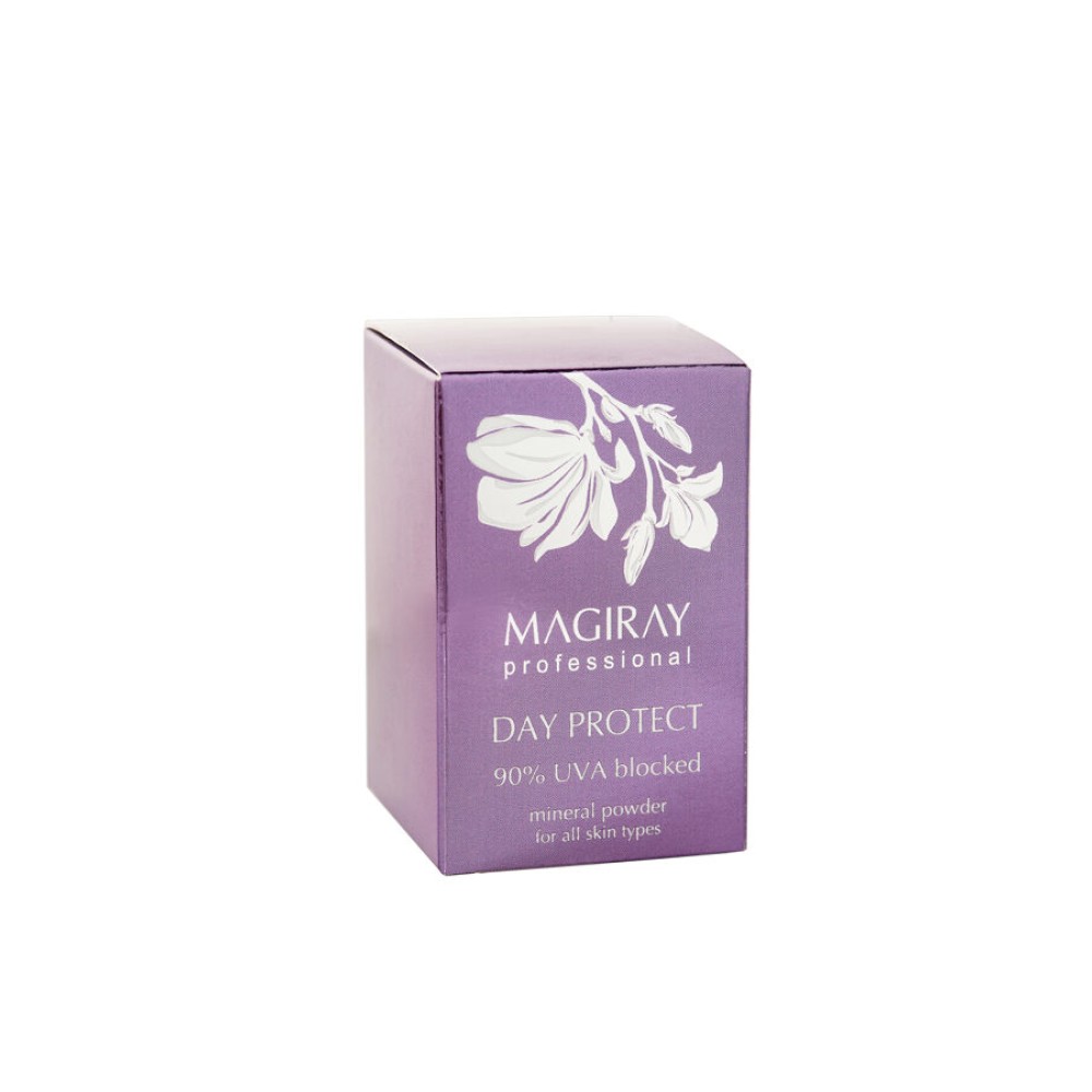 MAGIRAY DAY PROTECT Mineral Powder - mineralinis pudra blokuoja 90 % UVA, tinka visiems odos tipams (725847)