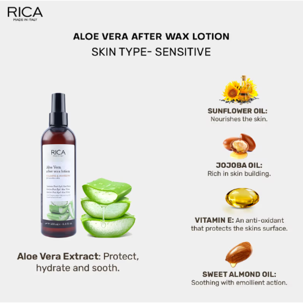 RICA Aloe Vera losjonas po depiliacijos, 250 ml (ERICA43)
