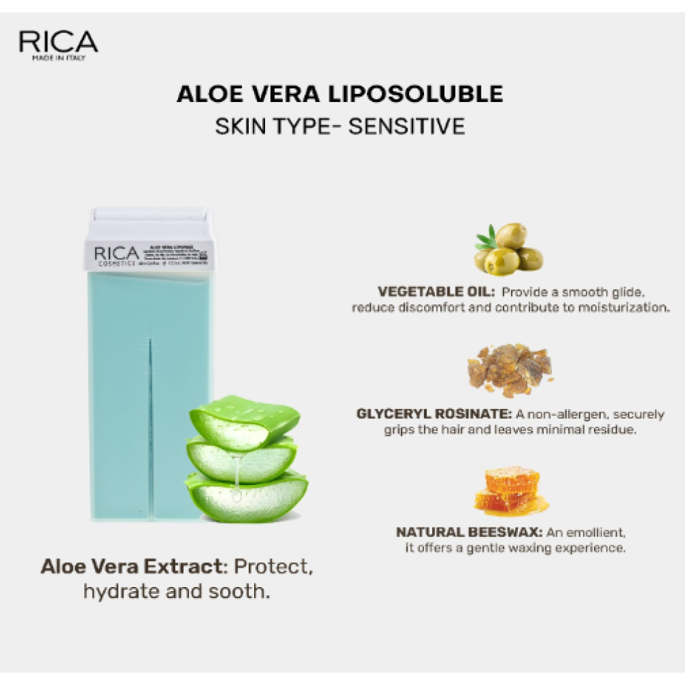 RICA Aloe Vera vaškas su alavijų ekstraktu, 100 ml (CRRGDAL)
