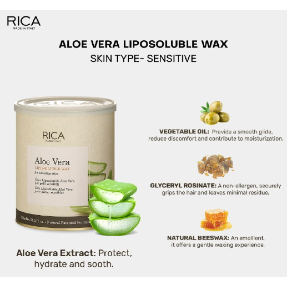 RICA Aloe Vera vaškas su alavijo ekstraktu, 800 ml (CDAL8)