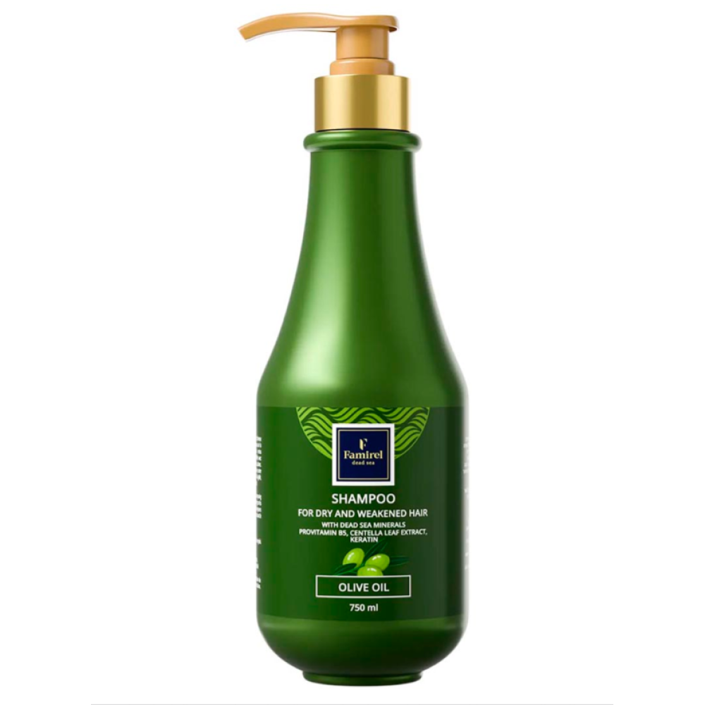 FAMIREL Shampoo Dry & Weakened Hair Olive Oil, Centella, Keratin & Dead Sea Minerals, 750ml (7290114084994)