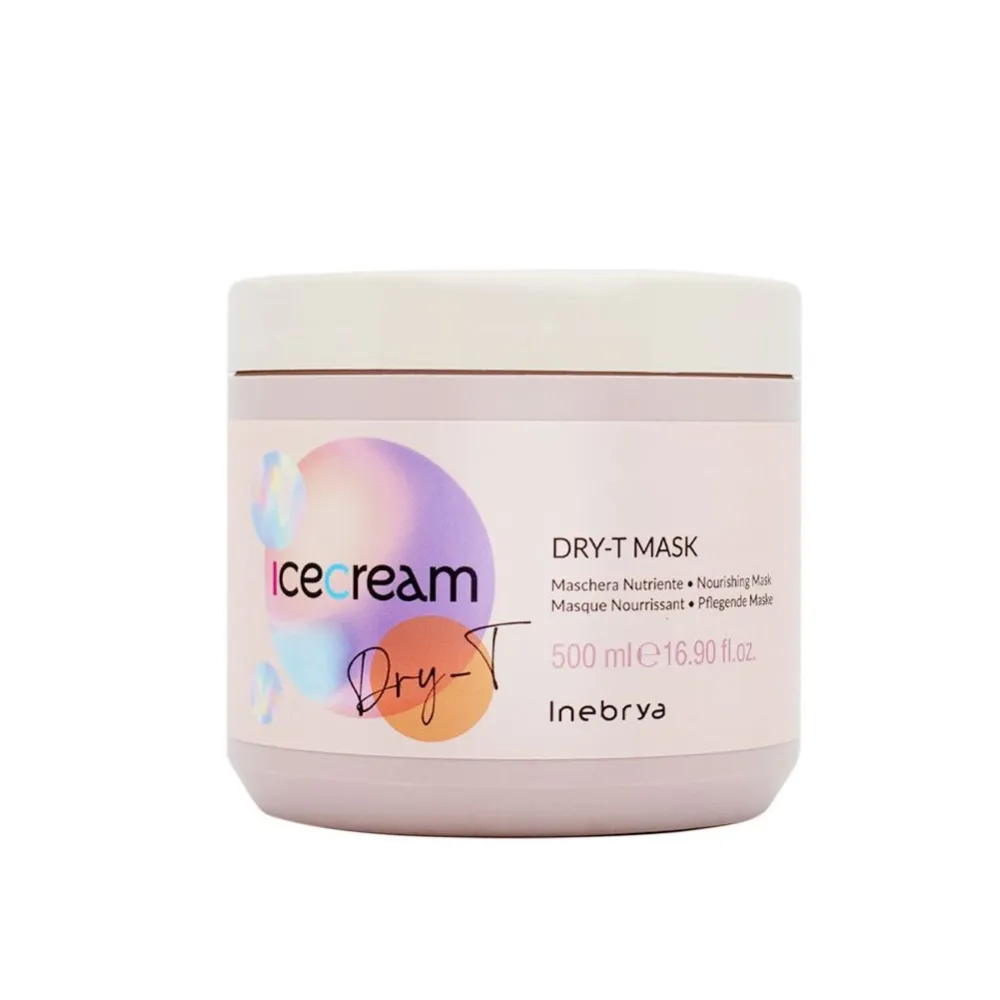 Inebrya Ice Cream Dry-T Mask - Maitinanti kaukė sausiems ir pažeistiems plaukams, 500 ml