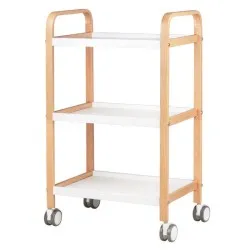 Meistro vežimėlis – kosmetologo vežimėlis HS09, medžio-baltas