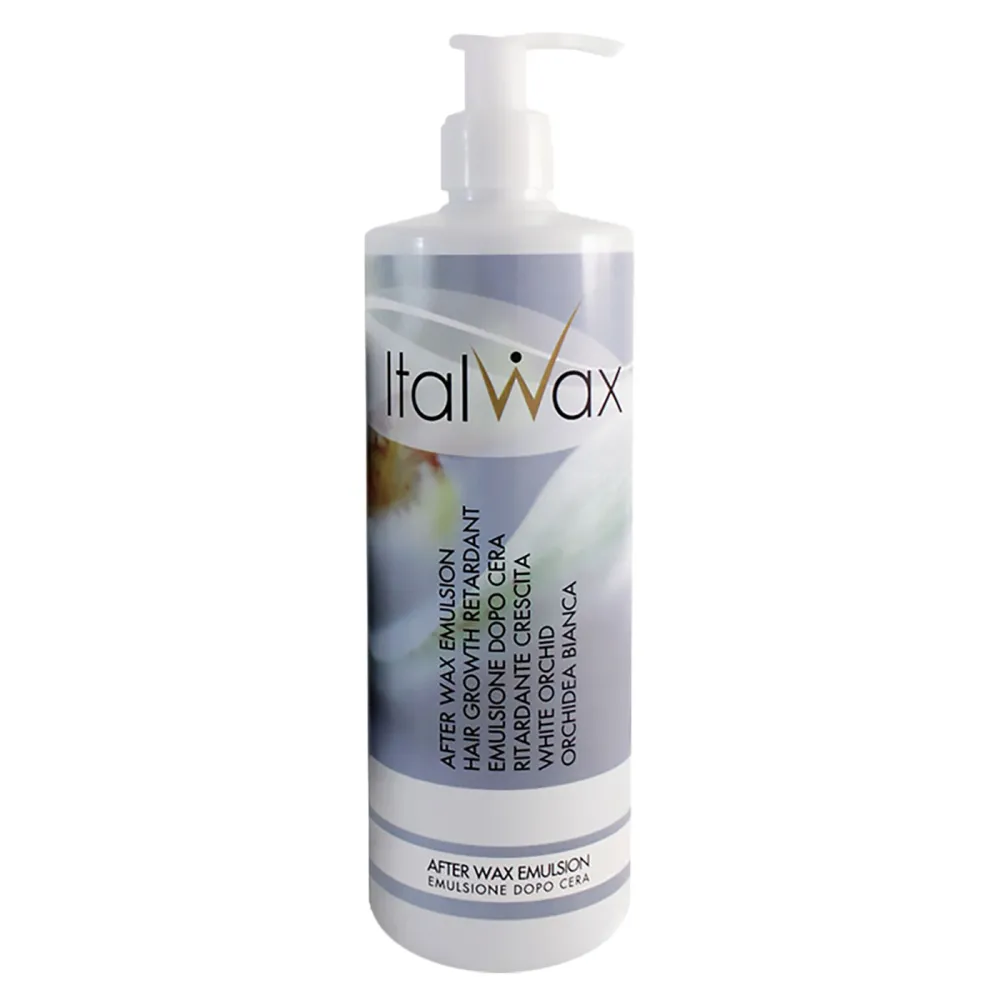 Italwax After Wax Emulsion Hair Growth Retardant White Orchid – emulsija po depiliacijos, lėtina plaukelių atauginėjimą, su baltąja orchidėja, 500 ml