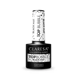 CLARESA Top Bubble Black Matt - Gelinio lako viršinis sluoksnis, 5 ml
