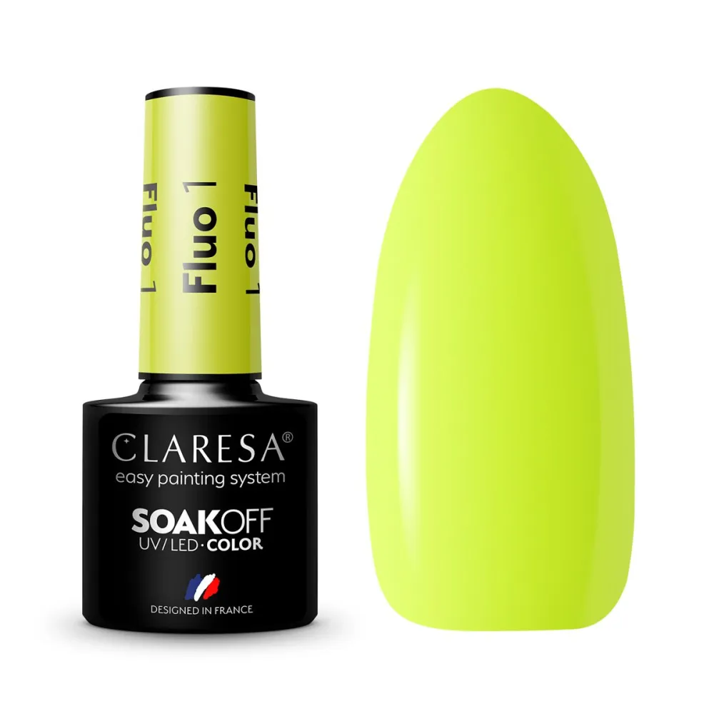 CLARESA Fluo 1 – gelinis nagų lakas, 5 ml