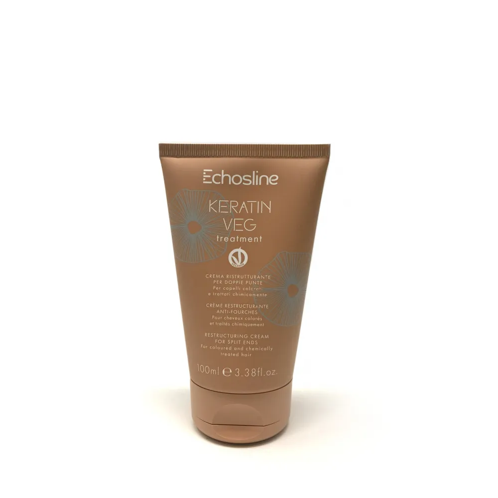 ECHOSLINE Keratin Vegan Leave-in Cream - Kremas išsišakojusiems plaukų galiukams, 100 ml
