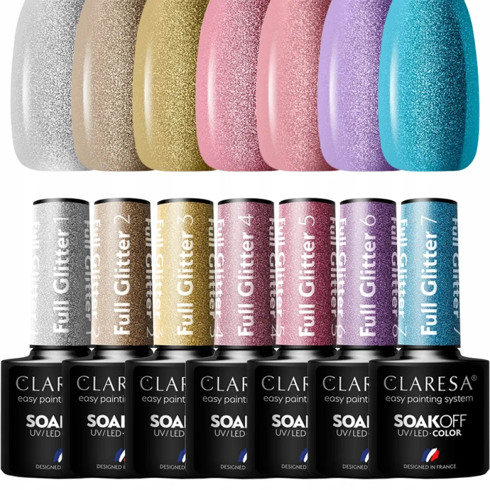 CLARESA Full Glitter 6 - gelinis nagų lakas, 5 ml