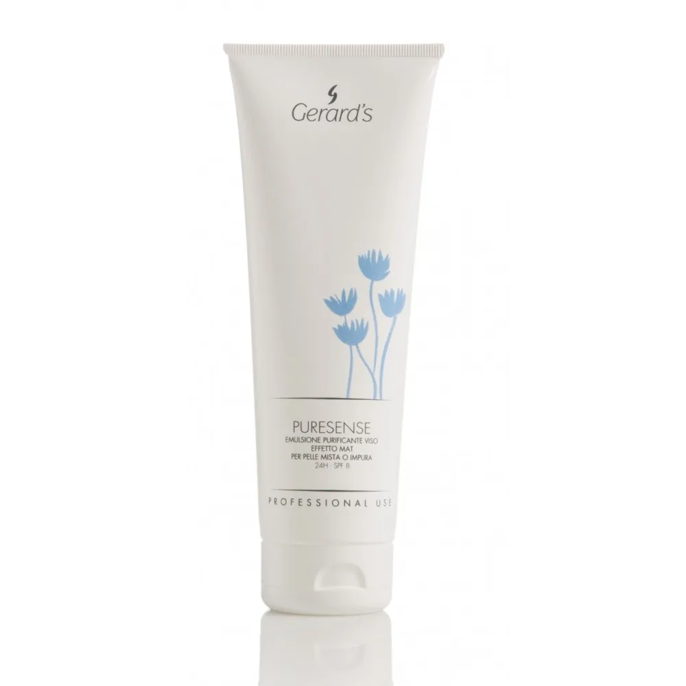 GERARD'S PURESENSE Valanti ir matinanti veido emulsija mišriai arba probleminei odai, 24 val., SPF 8, 250 ml