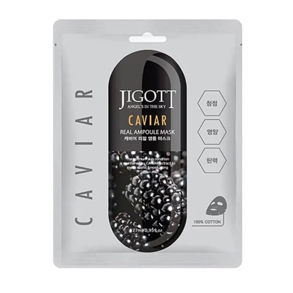 Jigott Caviar Real Ampoule Mask - audinio veido kaukė, 27 ml