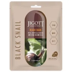 Jigott Black Snail Real Ampoule Mask - audinio veido kaukė, 27 ml