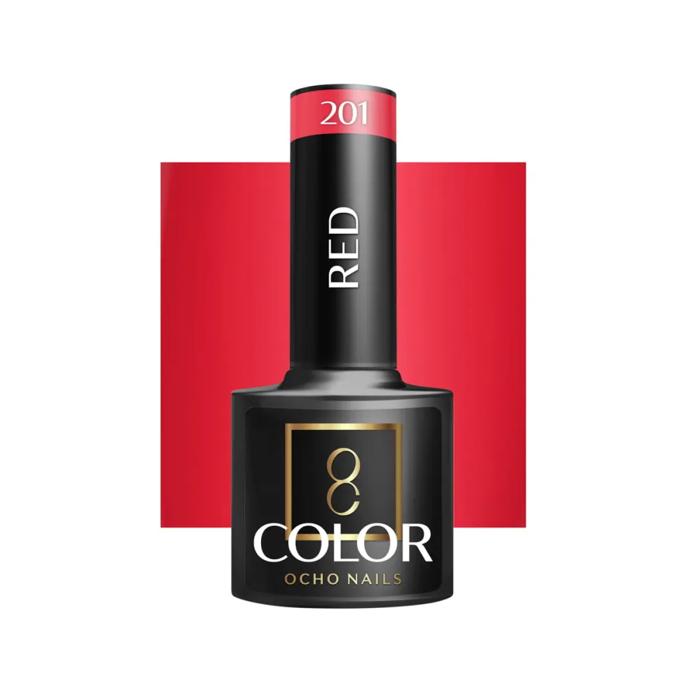 OCHO NAILS RED 201 – gelinis nagų lakas, 5 ml