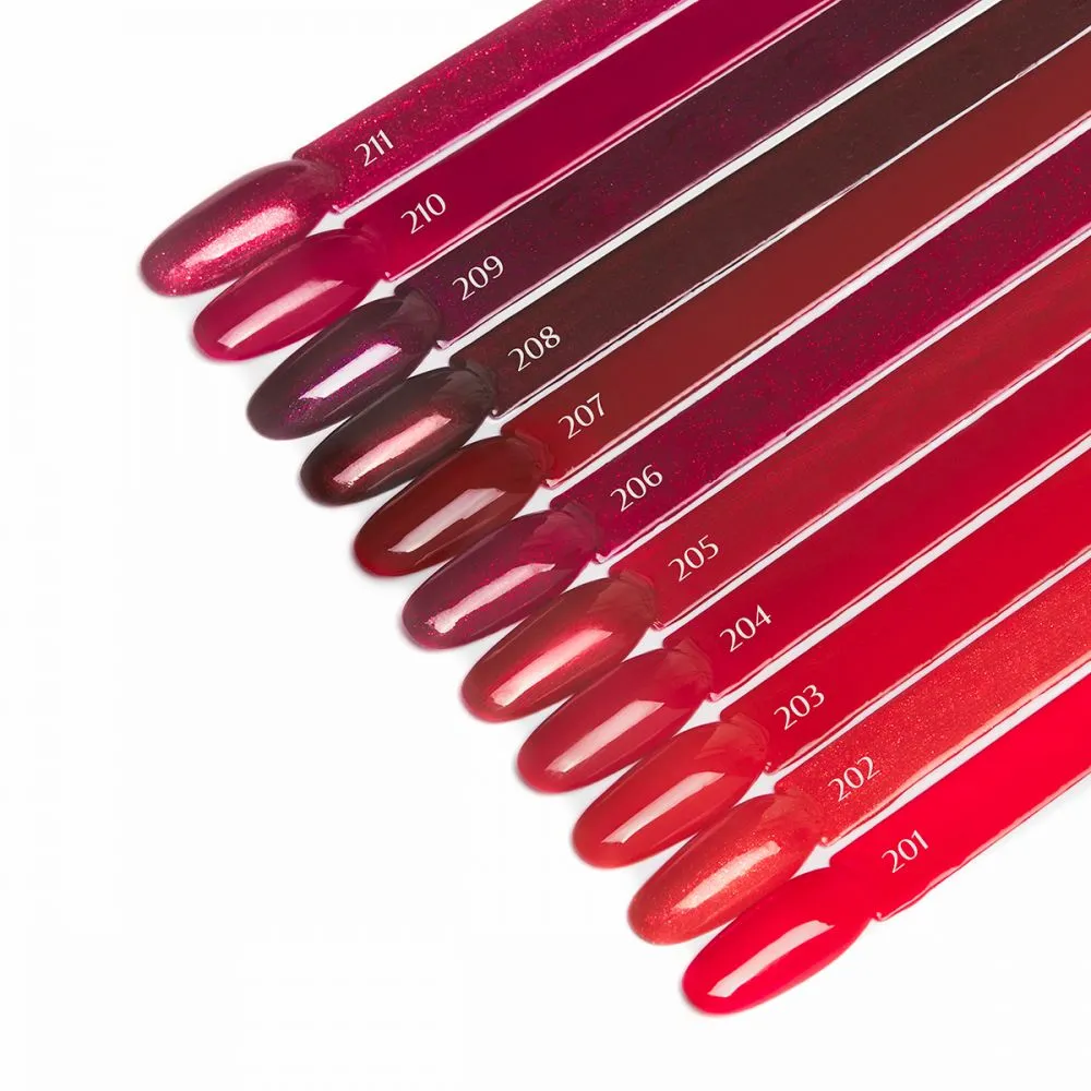 OCHO NAILS RED 201 – gelinis nagų lakas, 5 ml