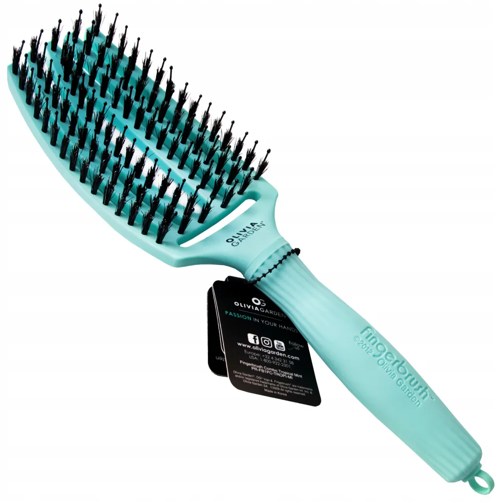 Olivia Garden Fingerbrush TROPICAL MINT Combo Medium – plaukų šepetys