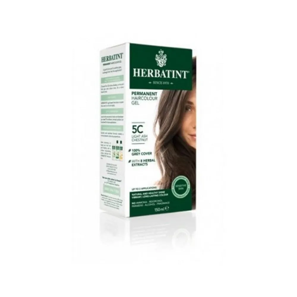 HERBATINT ilgalaikiai natūralūs augaliniai geliniai plaukų dažai - 5C (šviesus pelenų kaštoninis)
