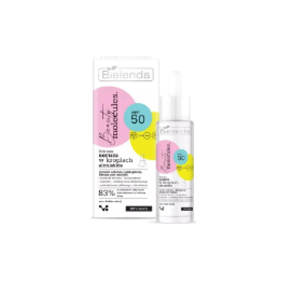 Bielenda BEAUTY MOLECULES Apsauginis itin lengvas serumas lašeliais SPF 50, 50 ml