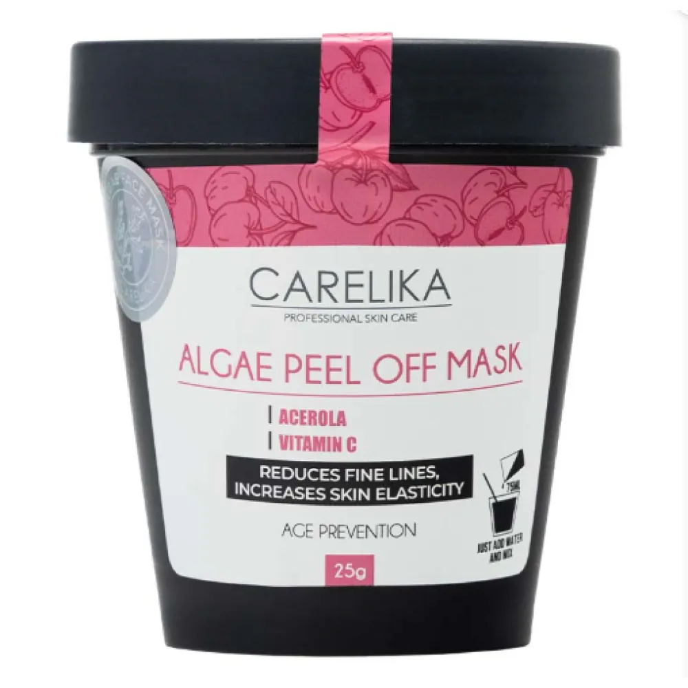 CARELIKA Algea Peel Off Mask Acerola - Stimuliuojanti plėvelinė (peel-off) kaukė su anti-senėjimo efektu, 25 g.