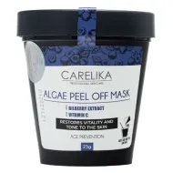 CARELIKA Algea Peel Off Mask Bilberry — plėvinė nusilupanti mėlynėlių kaukė jautriai odai su kuperozės požymiais, 25 g