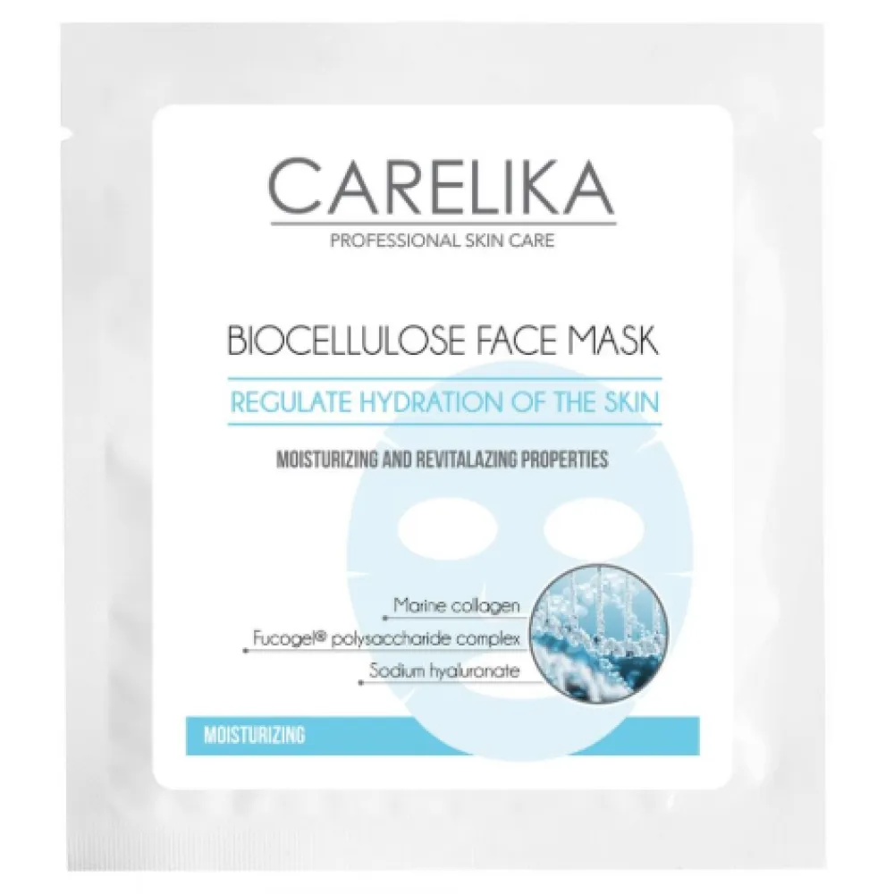 CARELIKA Biocellulose Face Mask - drėkinanti ir atgaivinanti bioceliuliozinė veido kaukė, 8 ml