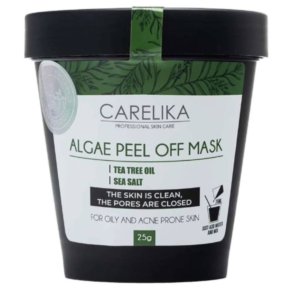 CARELIKA Algea Peel Off kaukė su arbatmedžio aliejumi – plėvelinė kaukė riebiai ir mišriai odai, 25 g