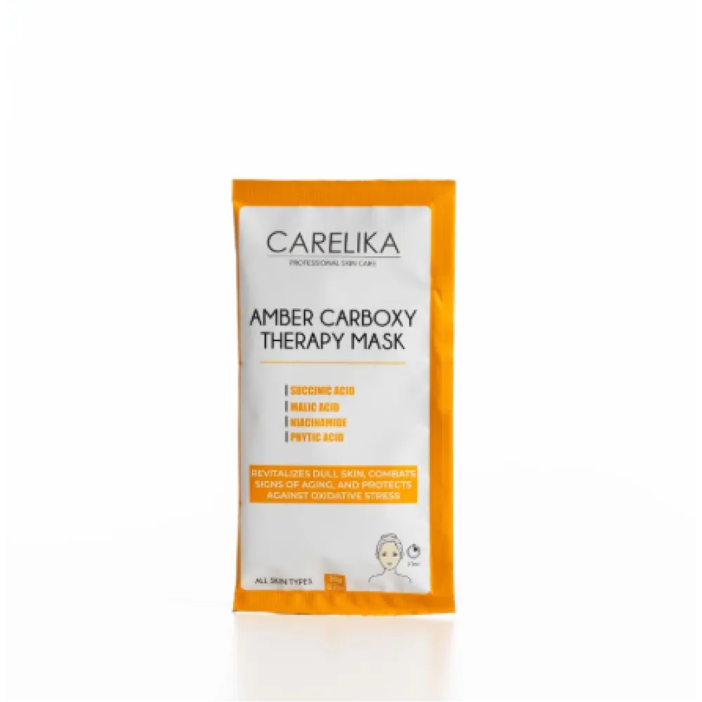 CARELIKA Amber Carboxy Therapy Mask - karboksiterapijos kaukė su 2% gintaro rūgštimi, 20 g.