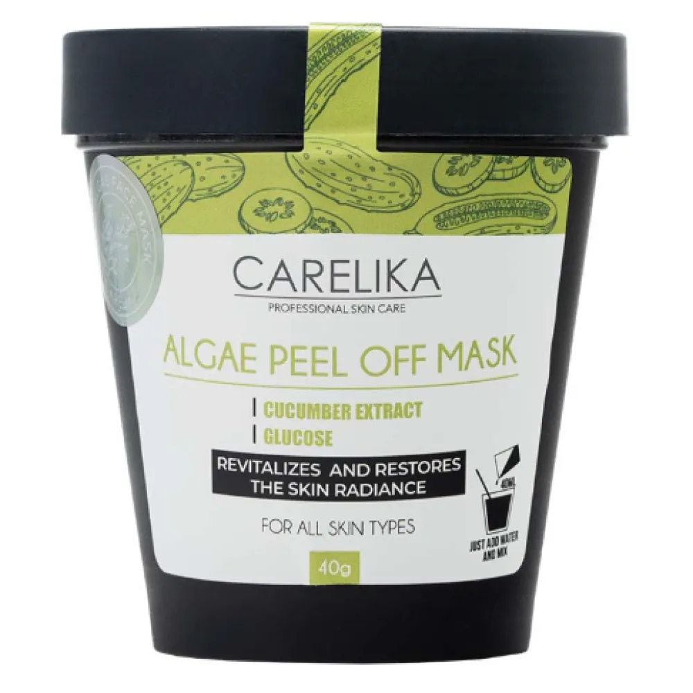 CARELIKA Algea Peel Off Mask Cucumber Extract – plėvelinė atnaujinanti ir drėkinanti kaukė su agurkų ekstraktu, 40 g.