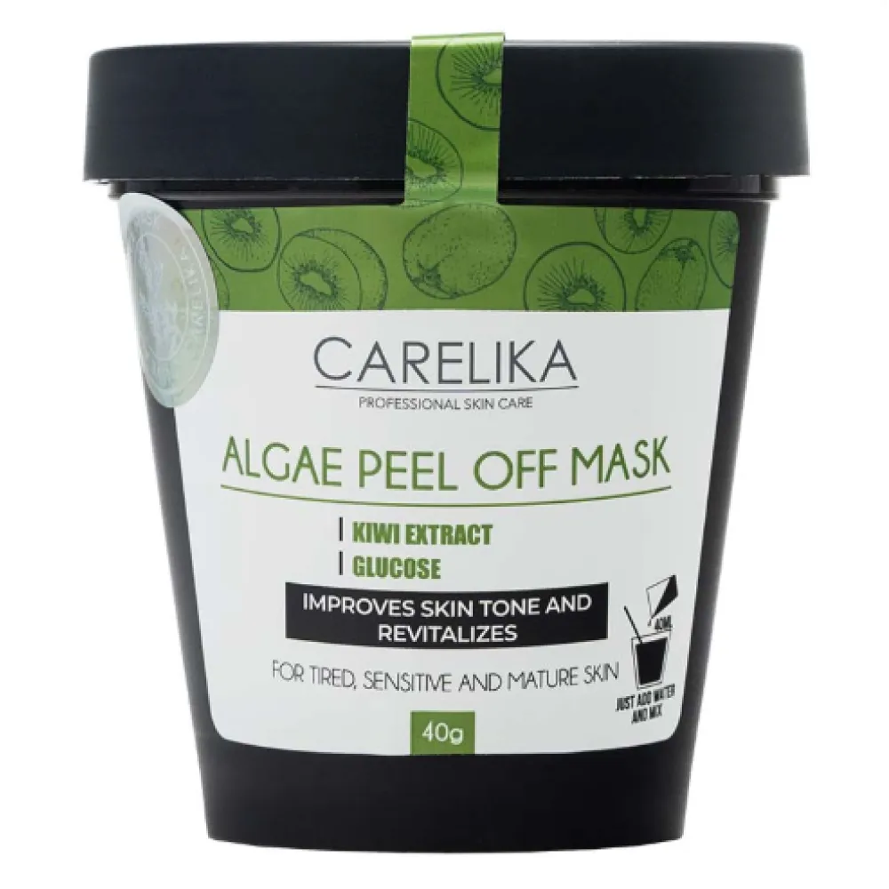 CARELIKA Algea Peel Off Mask Kiwi Extract – plastifikuojanti, atnaujinanti ir antioksidacinė plėvelinė kaukė su kivio ekstraktu, 40 g.