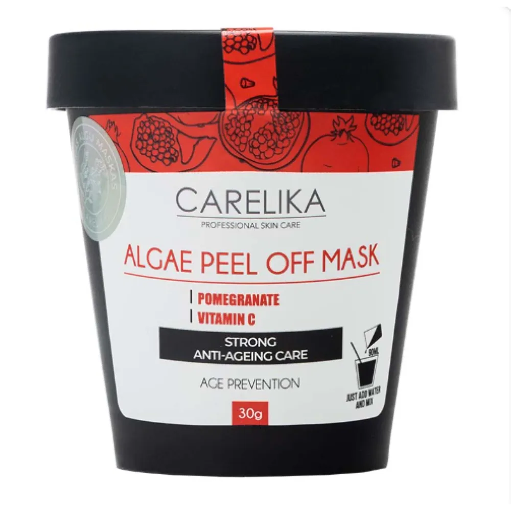 CARELIKA Algea Peel Off Mask Pomegranate – plėvelinė granatų kaukė brandžiai odai, 30 g