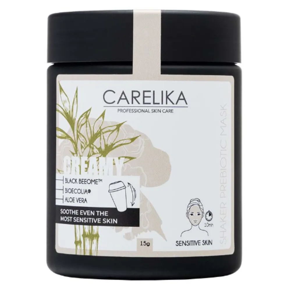 CARELIKA Shaker Prebiotic Creamy Mask Black Beeome - Raminanti kreminė kaukė jautriai odai su prebiotikais, 15 g